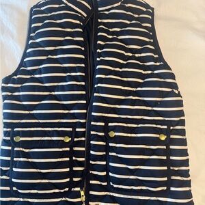 J crew women’s medium Striped Quilted Vest - Black and White